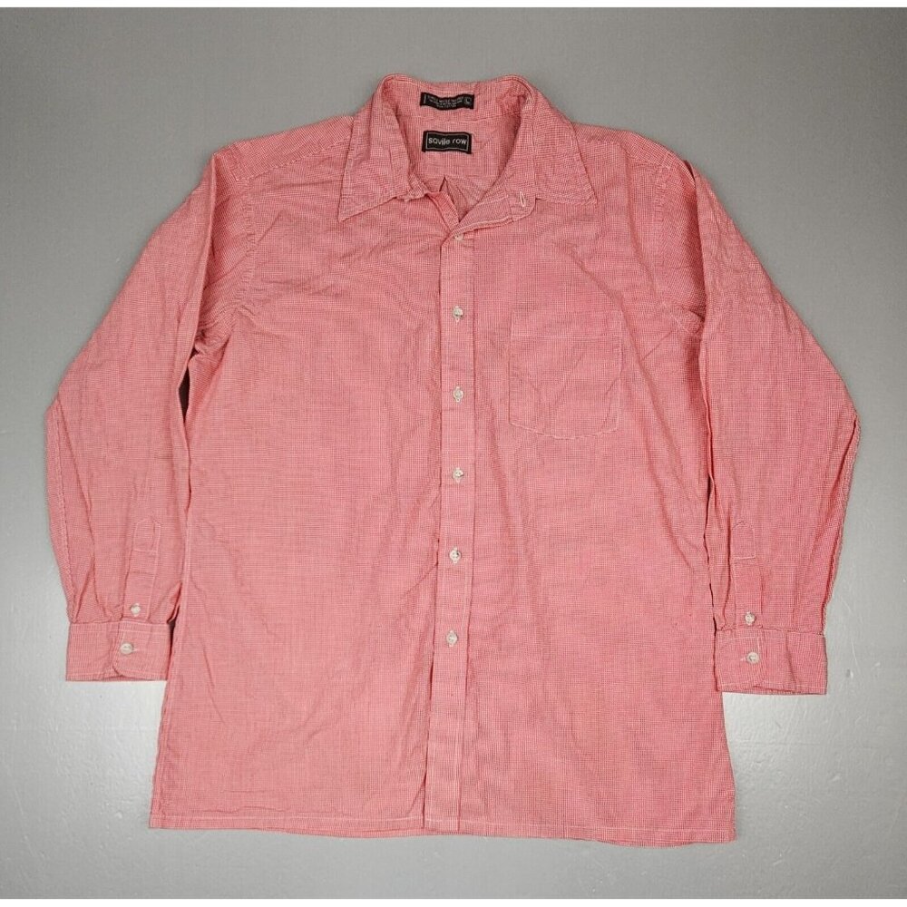Savile Row Button Down Shirt Mens Large. Red Checkered Single Needle Tailored.